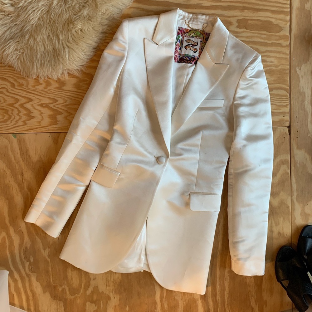 Tommy x Zendaya White Satin Silk Blazer